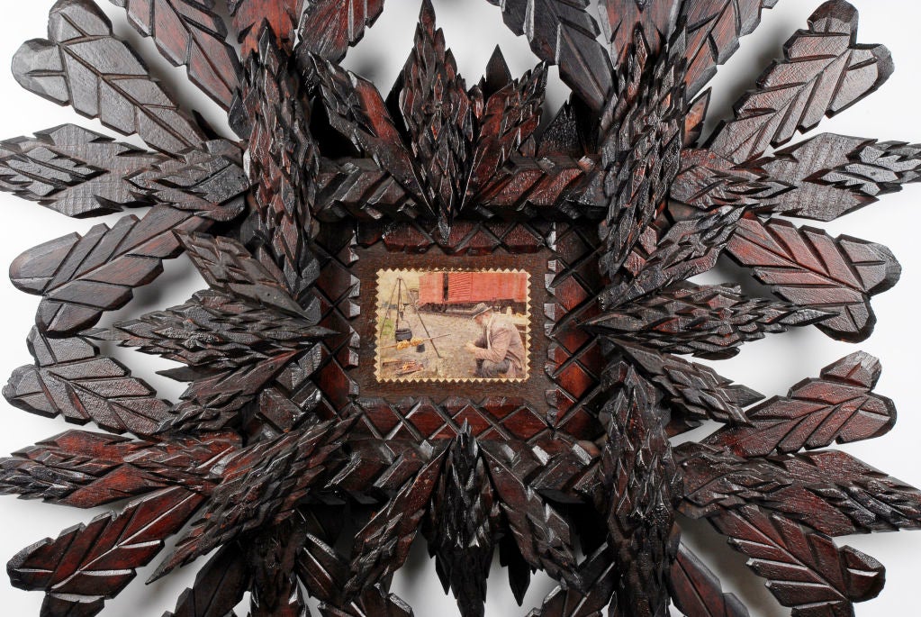 Spirited Robust Tramp Art Frame with Hearts & Diamonds
