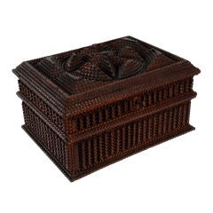Fine Tramp Art Document Box with a Large Star on its Lid
