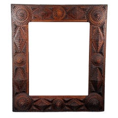 Robust Tramp Art Frame with Roundels and Diamonds