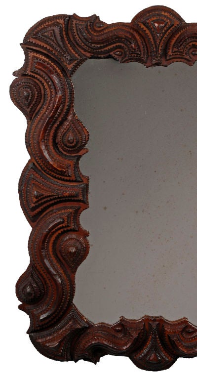 Exceptional Tramp Art Fluid Mirror Frame