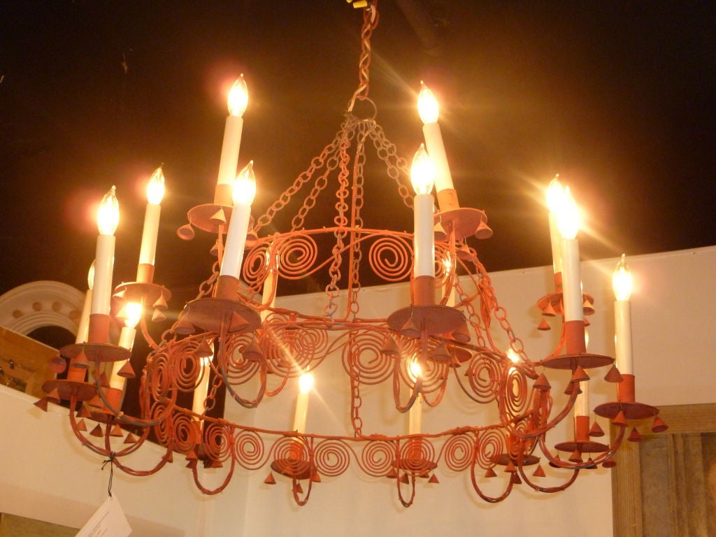 Wrought 18 Light Chandelier with Spirals, Twists, Cones - 1940's