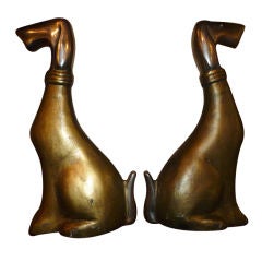 Vintage Pair of Two Tone Metal Dog Bookends or Doorstops