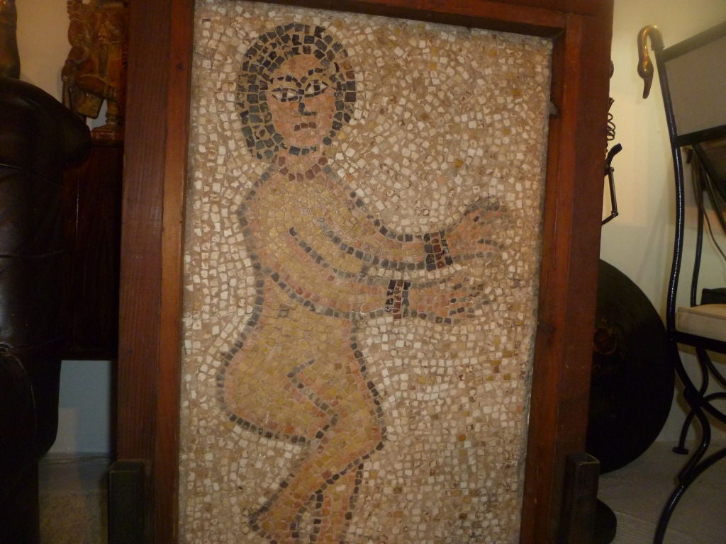 4th Century Roman Mosaic Nude Woman Wearing Arm Cuffs Necklace For Sale 3