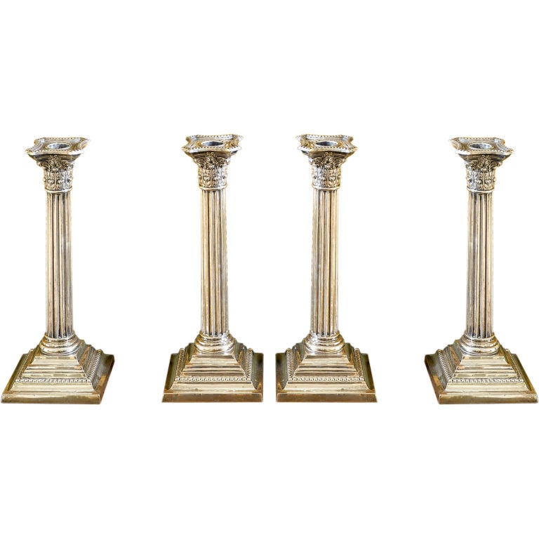 Set of Four Circa 1914 Gorham Sterling Silver Candlesticks A3207 For Sale