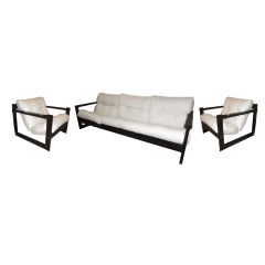 Vintage Brazilian Sofa and Pair Lounge Chairs Matched Set 1960's Lafer