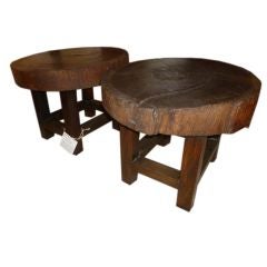 Vintage Amazing Tree Slice Style End Tables from Brazil in Peroba Wood