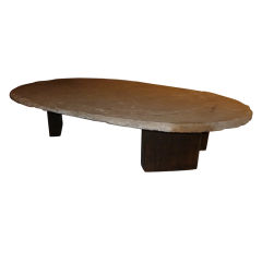 Monumental Brazilian Stone, Mica and Hardwood Coffee Table