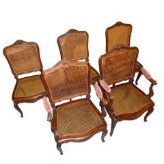 Casa Leandro Martins Brazilian Louis XV Cane Chairs 2 Arm 3 Side