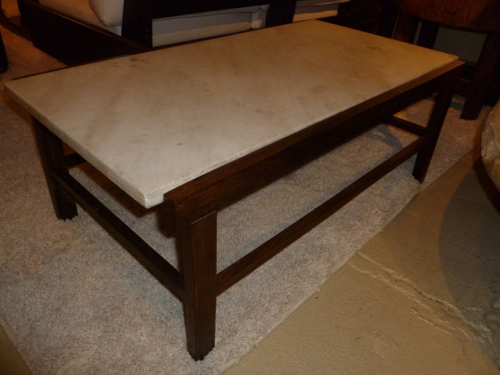 Cantilevered Brazilian Granite Solid Jacaranda Low Table 1960's
