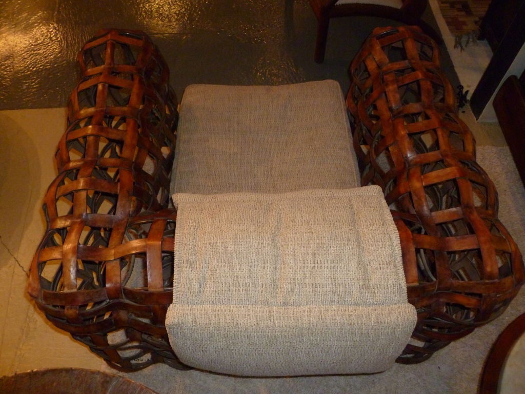 Incredible Iron Frame and Leather Strap Club Chair Circa 1960's 2