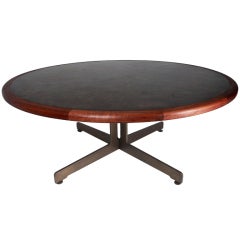 Massive Harry Lunstead Copper and Walnut Dining Table with Bronze Base 10