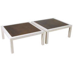 Mid-Century Modern Bronze and Bleached Oak Coffee Tables, by Harry Lunstead