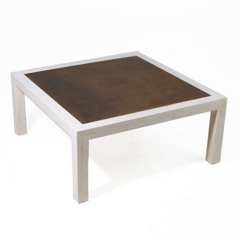 Mid-Century Modern Bronze and Bleached Oak Coffee Tables, by Harry Lunstead In Good Condition For Sale In Los Angeles, CA