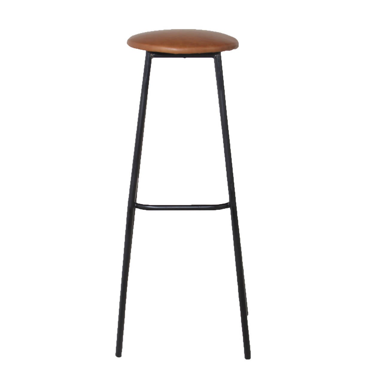 Midcentury Iron and Leather Stools with Straight and Splayed Legs In Excellent Condition For Sale In Los Angeles, CA