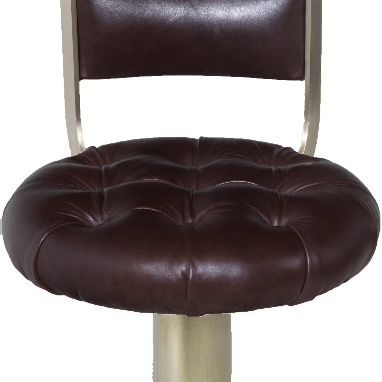 A pair of Brazilian Brass and Leather Stools 1