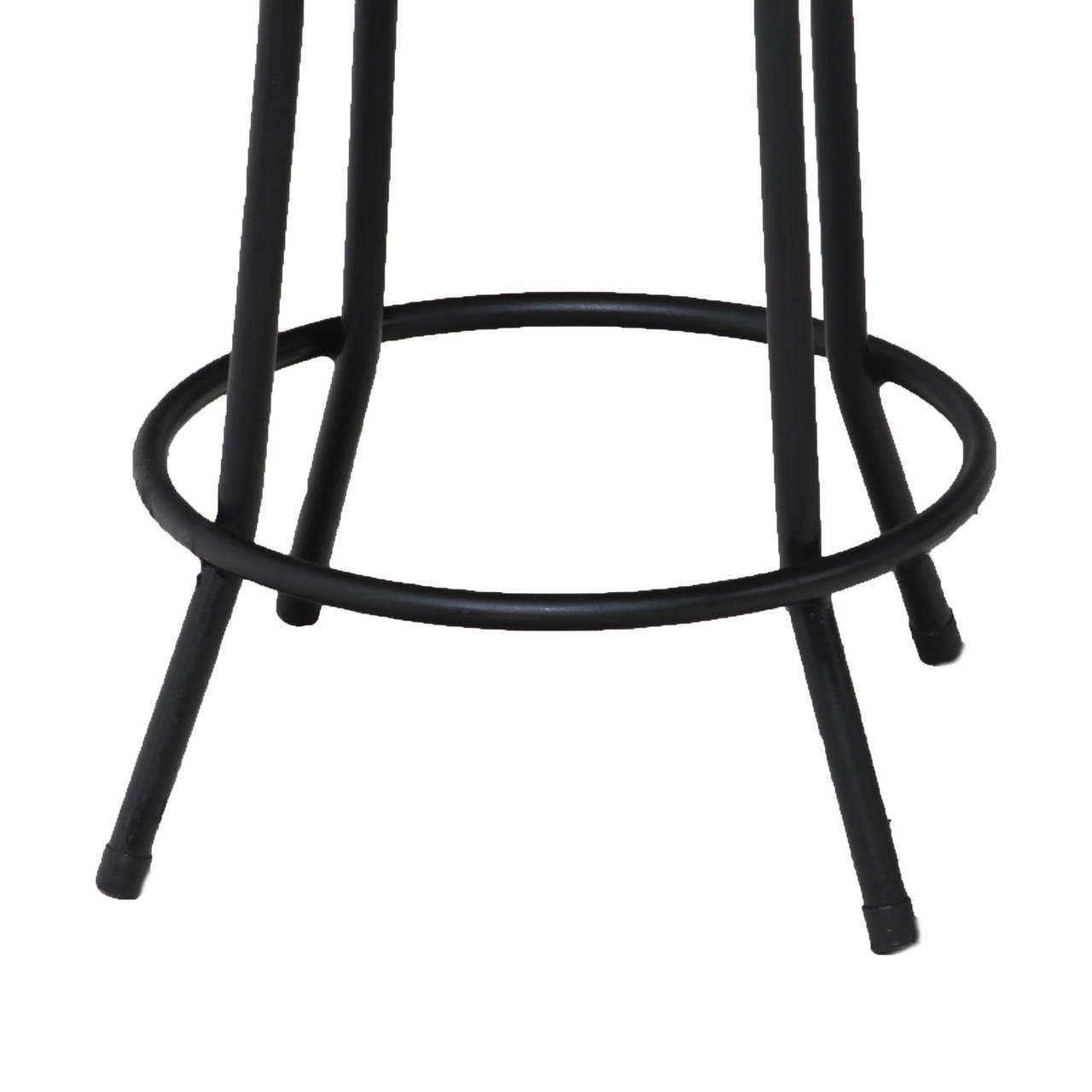 Set of 4 Mid-Century Tall Iron and Leather Stools with Straight and ...