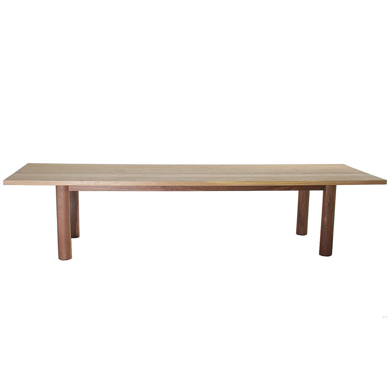 Oak Dining Table with Walnut Base By Thomas Hayes Studio