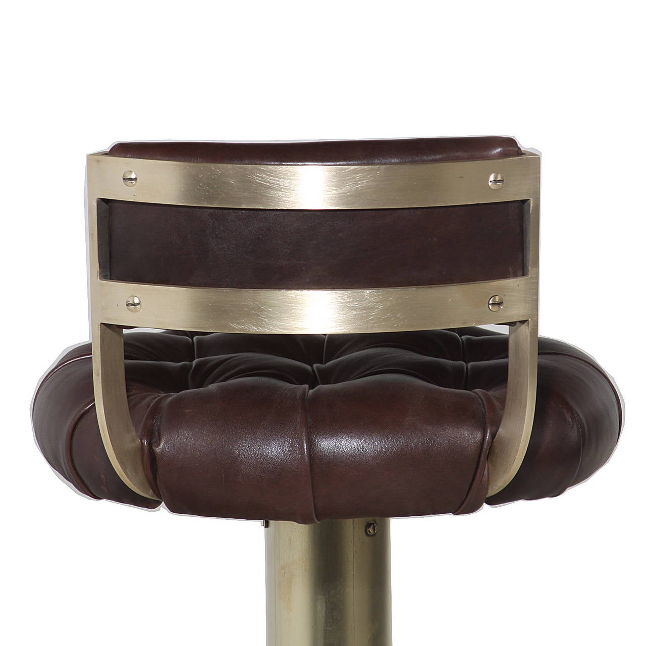 A pair of Brazilian Brass and Leather Stools 2