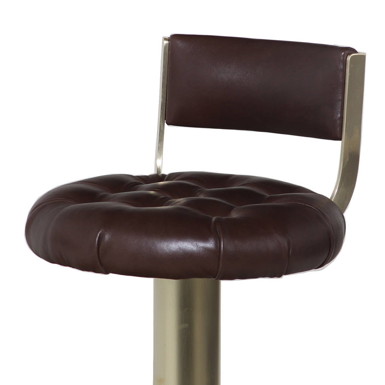 Mid-20th Century A pair of Brazilian Brass and Leather Stools