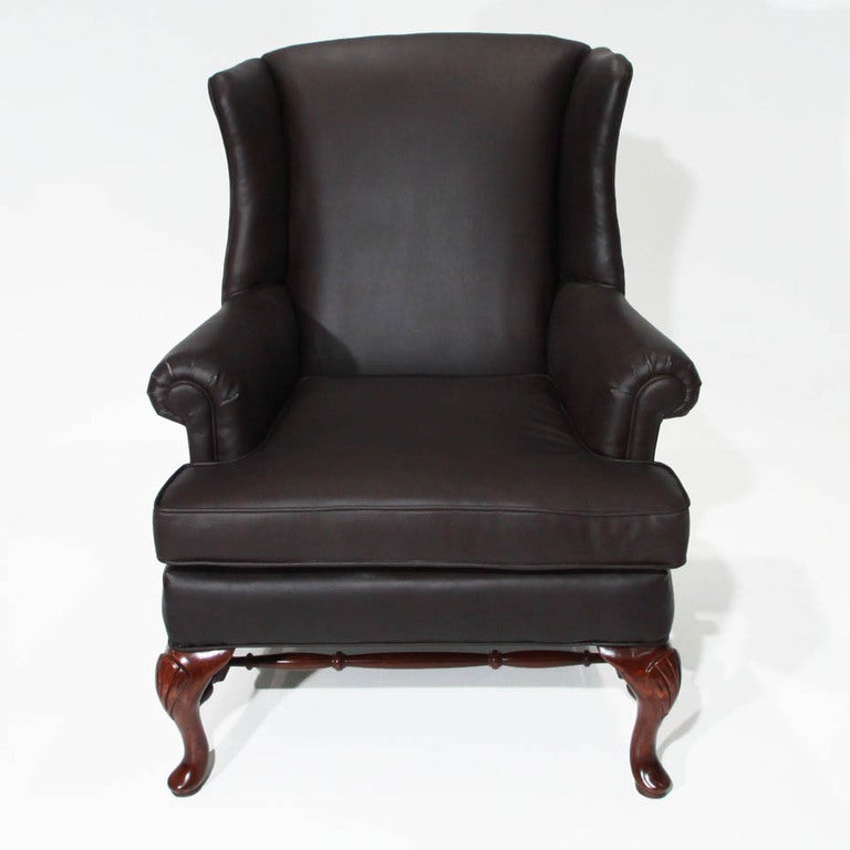 American Pair of Large Winged Armchairs For Sale