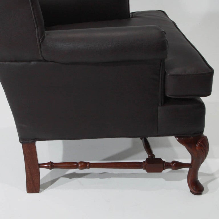 Pair of Large Winged Armchairs For Sale 1