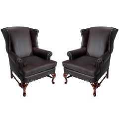 Pair of Large Winged Armchairs