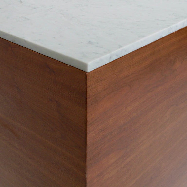 Contemporary Custom Walnut and white Carrera marble TV Cabinet