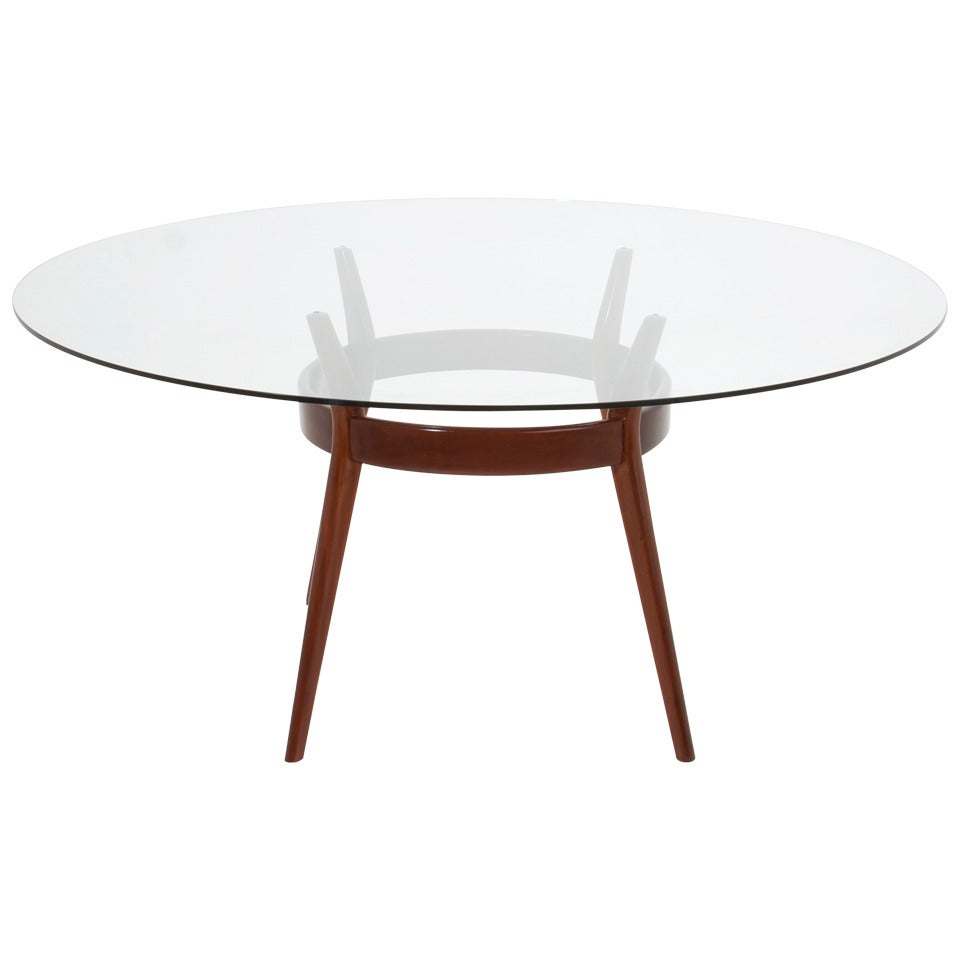 Solid Peroba de Campos Wood & Glass Dining Table with Scapinelli Attribution