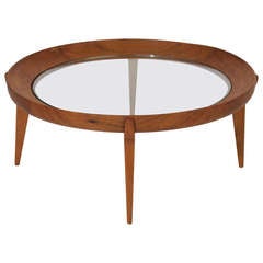 Round Solid Sculptural Caviuna Wood Coffee Table by Giuseppe Scapinelli 12
