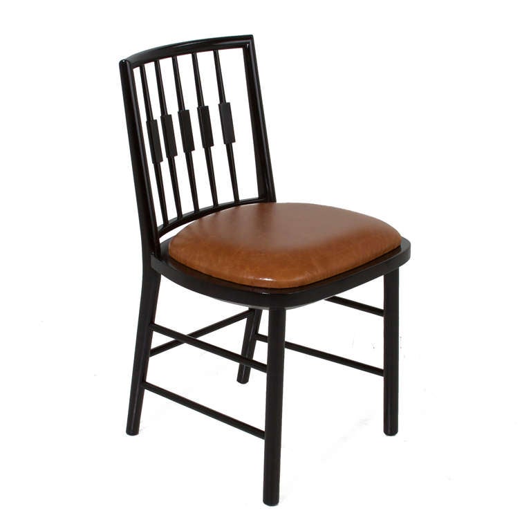 Set Of 6 Black Spindle Back Dining Chairs By Baker at 1stdibs