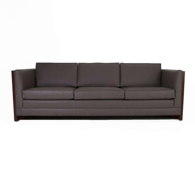 Milo-Baughman Case Sofa with Exotic Dark Wood Grains