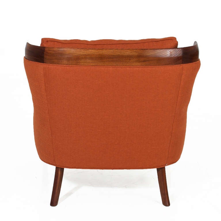 Paar Erwin Lambeth Lounge Stühle In Gebrannte Orange Leinen 2