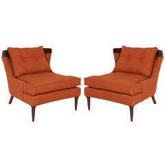 Pair Of Erwin Lambeth Lounge Chairs In Burnt Orange Linen
