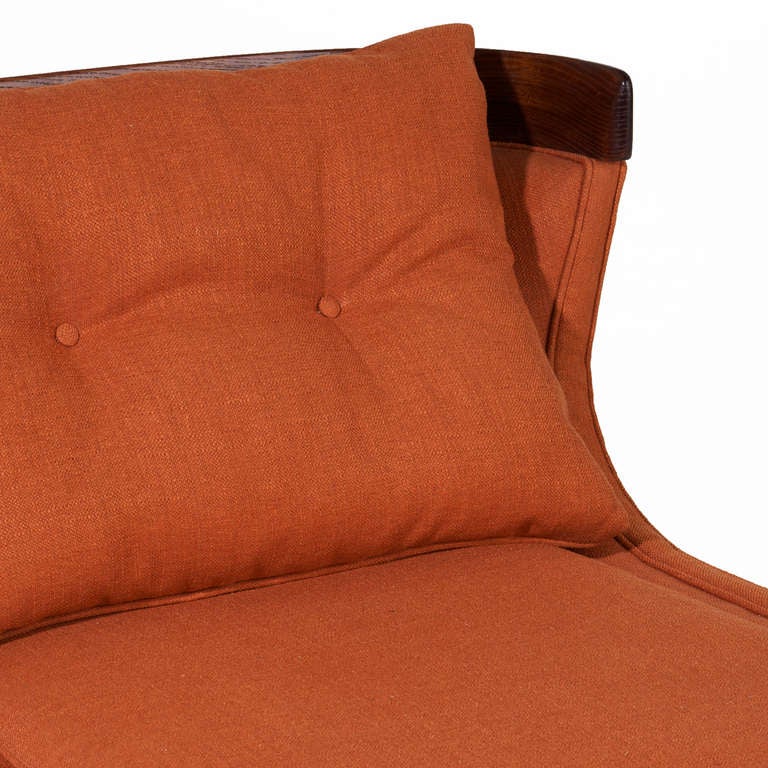 Paar Erwin Lambeth Lounge Stühle In Gebrannte Orange Leinen 3
