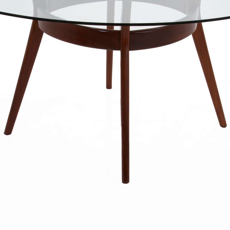 Mid-20th Century Solid Peroba de Campos Wood & Glass Dining Table with Scapinelli Attribution