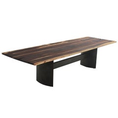 Rosewood Dining table with Steel Brass Plated Base by Thomas Hayes Studio