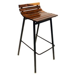 Pair of custom Slat Bar Stools in salvaged Rosewood by Thomas Hayes Studio