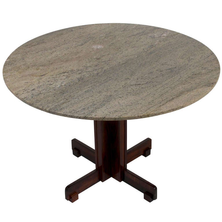 Brazilian Rosewood Dining Table With Round Granite Top At 1stdibs Brazilian Rosewood Dining Table With Round Granite Top 1