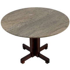 Brazilian Rosewood Dining Table with Round Granite Top