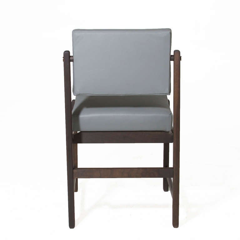 The Basic Pivot Back Dining Chair in Solid Walnut and Charcoal Oil Finish In Excellent Condition In Hollywood, CA