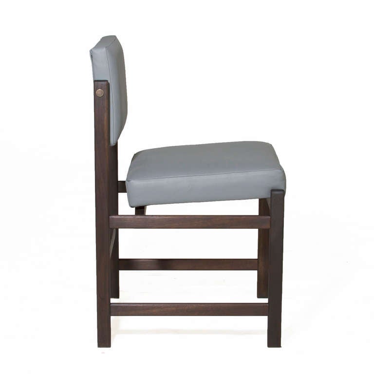 American The Basic Pivot Back Dining Chair in Solid Walnut and Charcoal Oil Finish