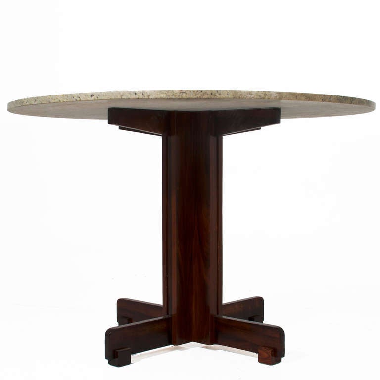 Brazilian Rosewood Dining Table with Round Granite Top 1