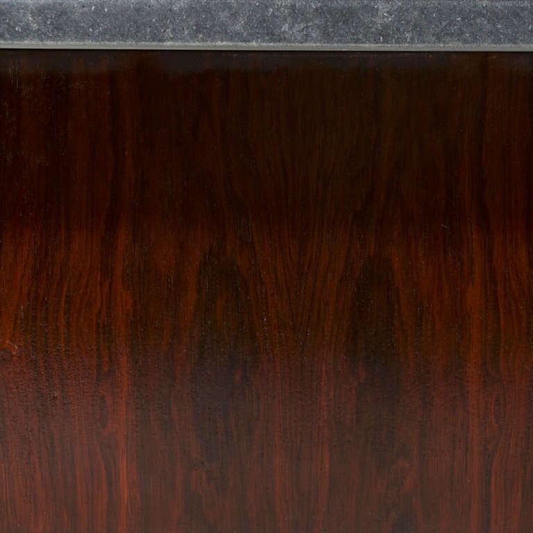 MidCentury Modern Low Square Black Granite Coffee Table For Sale at