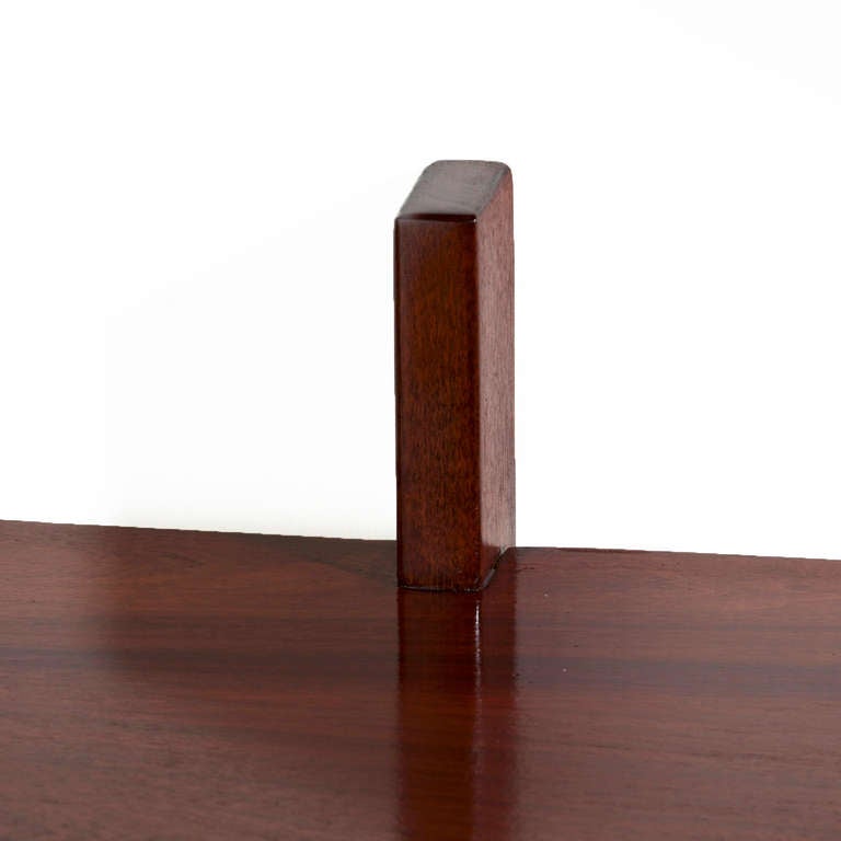 Round Leather Mirror Freijo Wood Shelf from Brazil by Jorge Zalzupin 4
