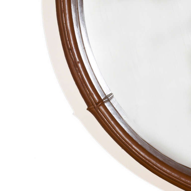 Leather Framed Round Mirror by Jorge Zalszupin for L'atelier 1