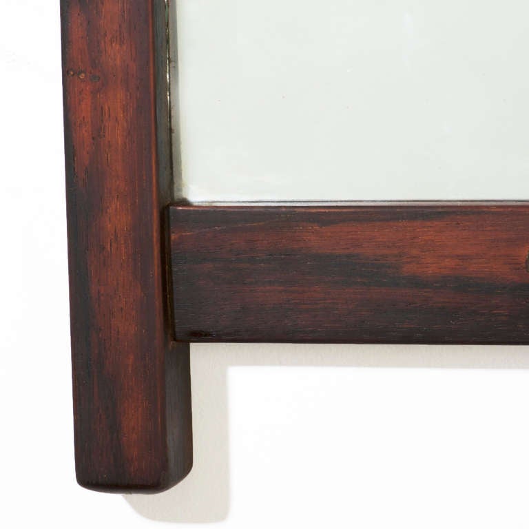 Mid-Century Modern Sergio Rodrigues Midcentury Exotic Hardwood Mirror with Brass Accents For Sale