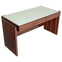 Joaquim Tenreiro "Bloch" Desk with Reverse Painted Glass