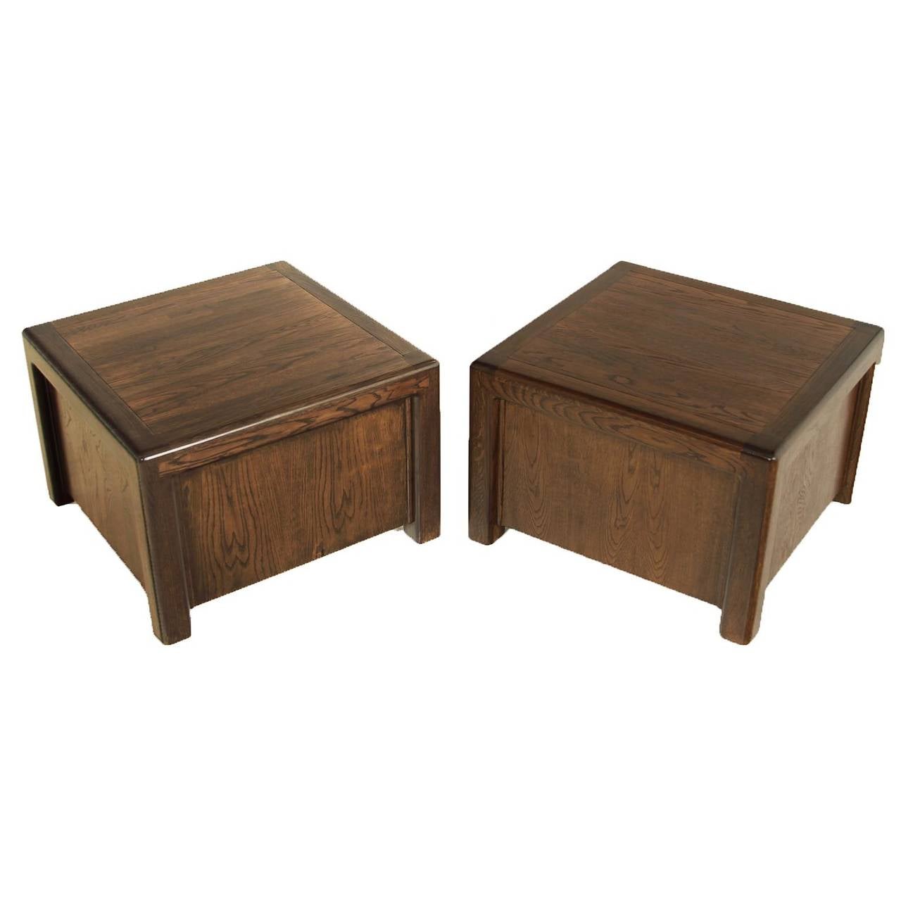 Mid-Century Modern Solid Oak California Craftsman End Tables For Sale 2