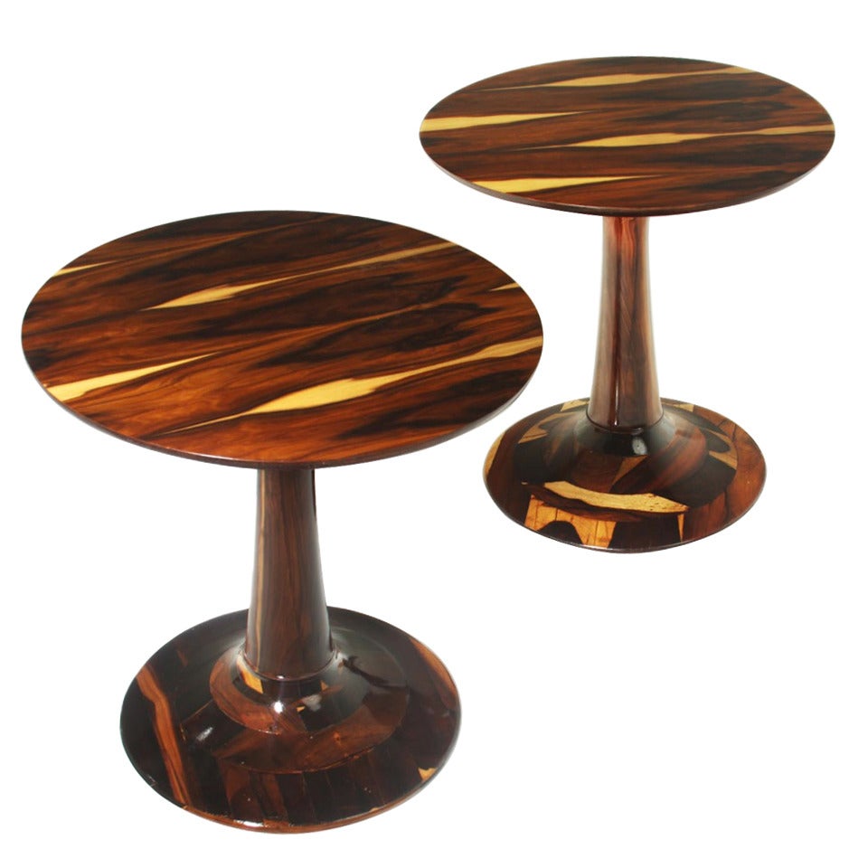 Pair of Unique Rosewood Tables by Liceu de Artes e Oficios For Sale