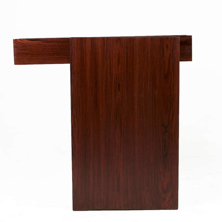 Mid-20th Century Rosewood and Black Glass Desk by Joaquim Tenreiro